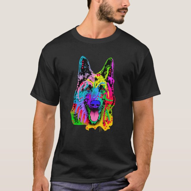 German Shepherd Neon Shepherd Shepherd T-Shirt (Front)