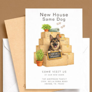 German Shepherd New House Moving Announcement