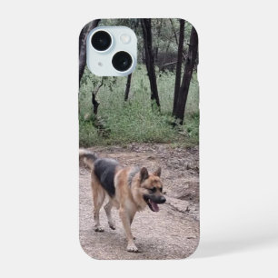 German Shepherd on a Forest Trail iPhone 15 Case
