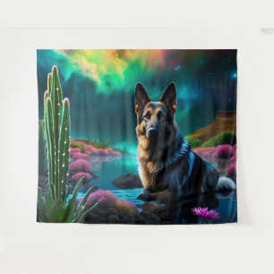 German Shepherd on an Alien World Tapestry