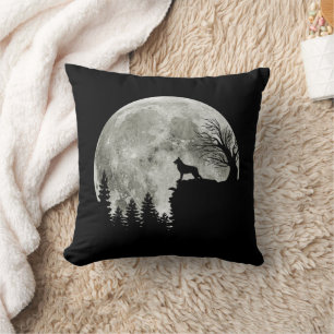 German Shepherd On Mountain Happy Halloween Throw Pillow