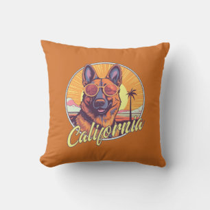 German Shepherd on the Beach Throw Pillow