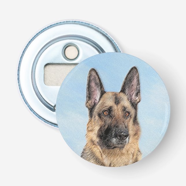 German Shepherd Painting - Cute Original Dog Art Bottle Opener (Front)