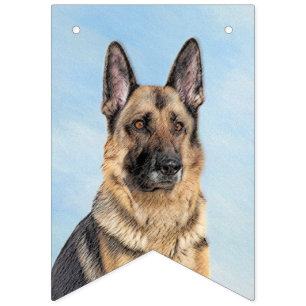 German Shepherd Painting - Cute Original Dog Art Bunting Flags