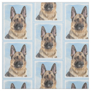 German Shepherd Painting - Cute Original Dog Art Fabric