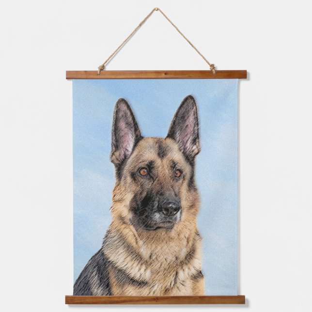 German Shepherd Painting - Cute Original Dog Art Hanging Tapestry (Front)