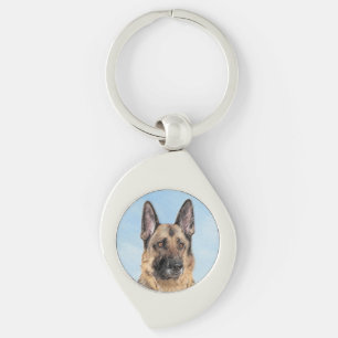 German Shepherd Painting - Cute Original Dog Art Keychain