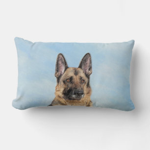 German Shepherd Painting - Cute Original Dog Art Lumbar Pillow