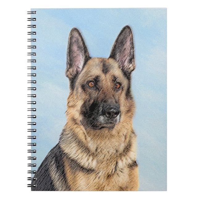 German Shepherd Painting - Cute Original Dog Art Notebook (Front)