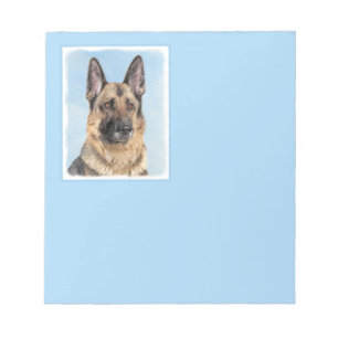 German Shepherd Painting - Cute Original Dog Art Notepad