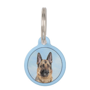 German Shepherd Painting - Cute Original Dog Art Pet Tag