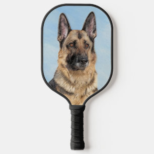 German Shepherd Painting - Cute Original Dog Art Pickleball Paddle