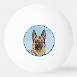 German Shepherd Painting - Cute Original Dog Art Ping Pong Ball