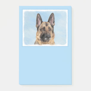 German Shepherd Painting - Cute Original Dog Art Post-it Notes