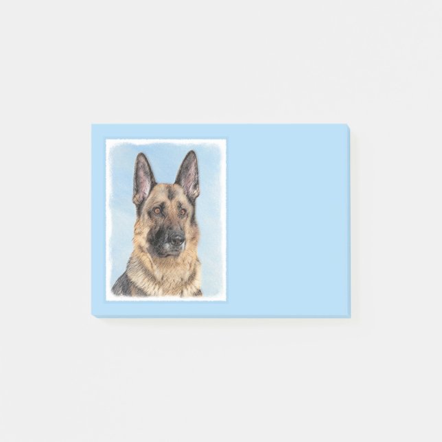 German Shepherd Painting - Cute Original Dog Art Post-it Notes (Front)