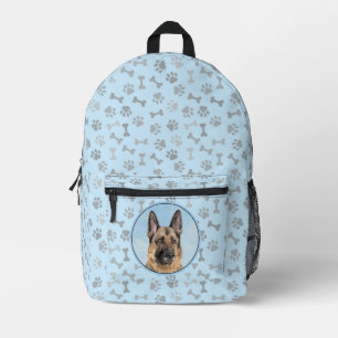 German Shepherd Painting - Cute Original Dog Art Printed Backpack