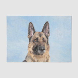 German Shepherd Painting - Cute Original Dog Art Tissue Paper