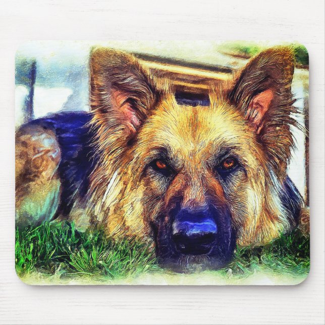 German Shepherd Painting Mouse Pad (Front)
