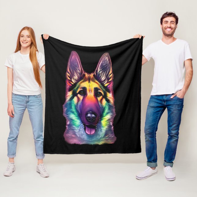 German Shepherd Painting Pretty Pastels  Fleece Blanket (In Situ)