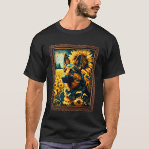 German Shepherd Painting Sunflower Flower Mom Wome T-Shirt