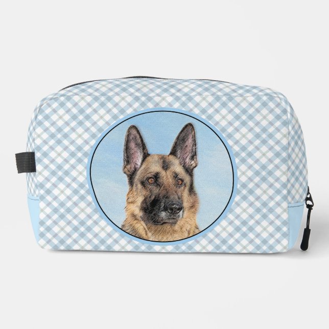 German Shepherd Painting Tan Cute Original Dog Art Dopp Kit (Front)