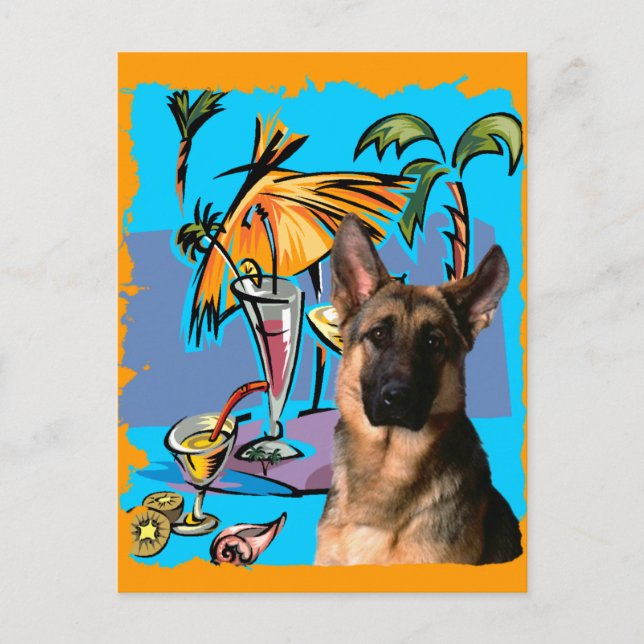 German Shepherd PartyTime Postcard (Front)