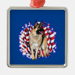 German Shepherd Patriot Metal Ornament