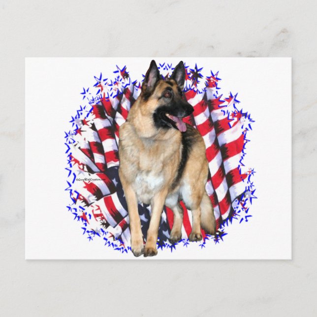 German Shepherd Patriot Postcard (Front)