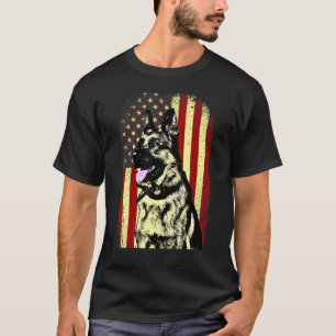 German Shepherd Patriotic American Flag Dog T-Shirt