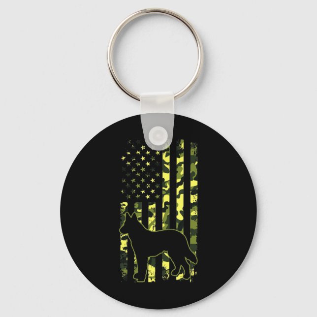German Shepherd Patriotic Dog Keychain (Front)