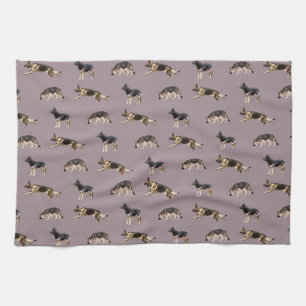 German Shepherd Pattern (Purple) Kitchen Towel