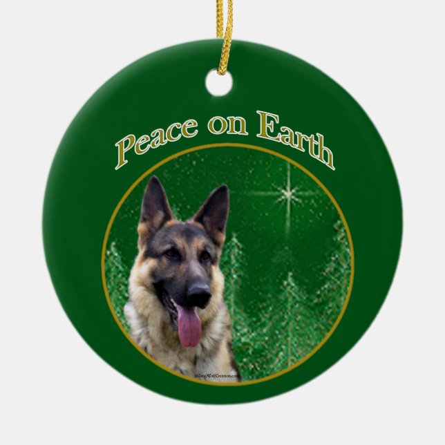 German Shepherd Peace Ceramic Ornament (Front)