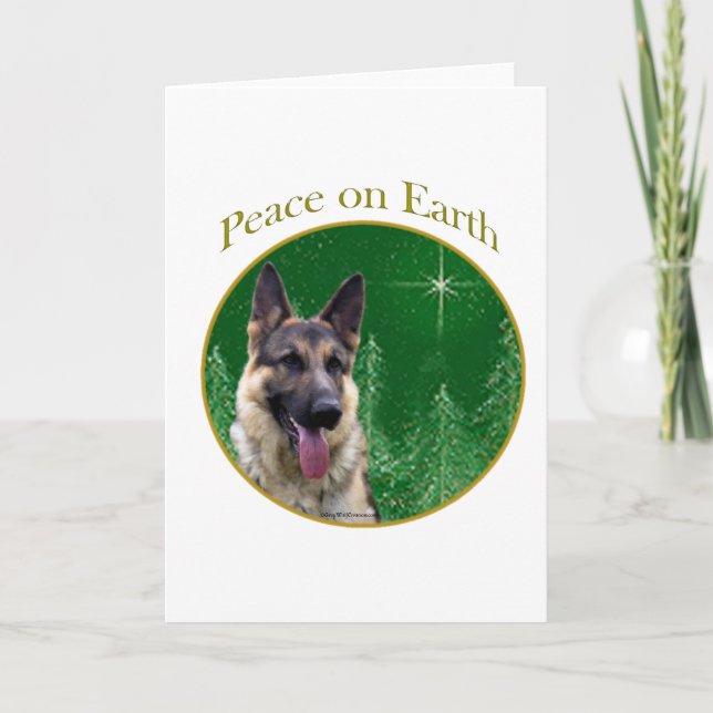 German Shepherd Peace Holiday Card (Front)