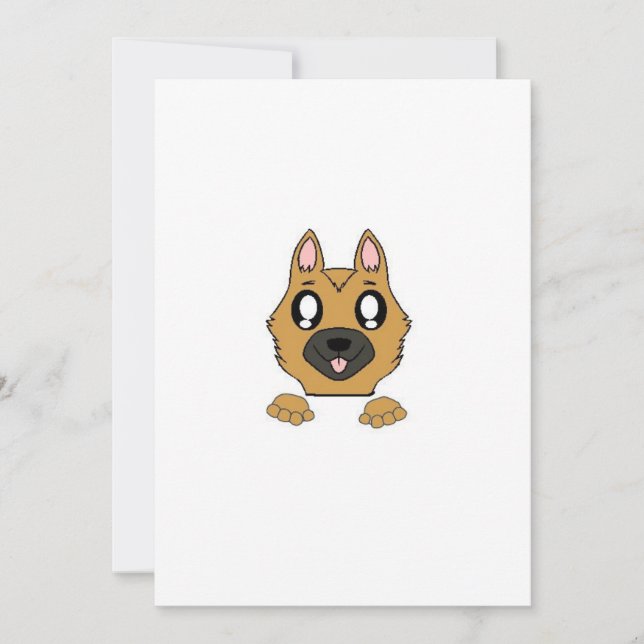german shepherd peeking cartoon invitation (Front)