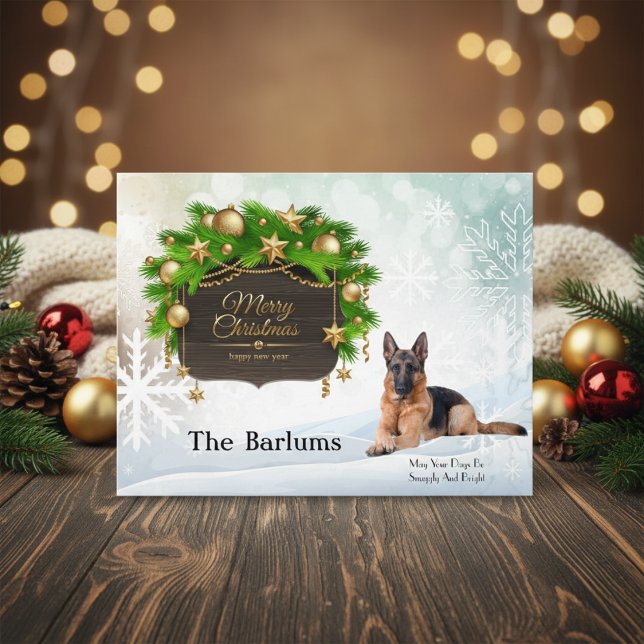 German Shepherd Personalized Christmas Greeting Holiday Postcard (German Shepherd Personalized Christmas Greeting Holiday Postcard)