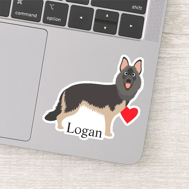 German Shepherd Personalized Name Cute Dark (Detail)