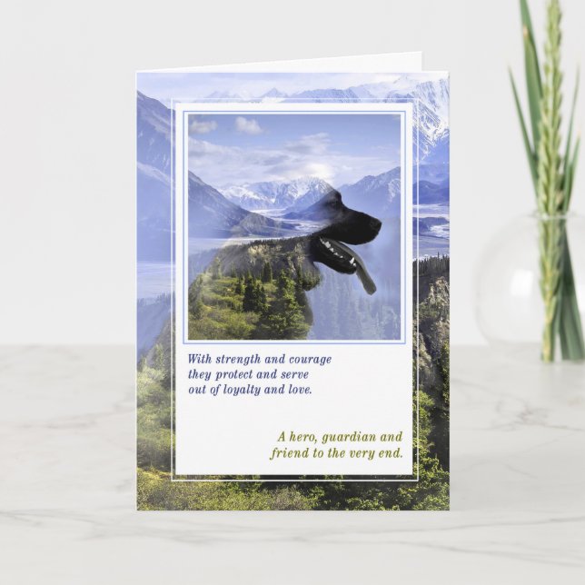 German Shepherd Pet Sympathy Loss of a Service Dog Card (Front)