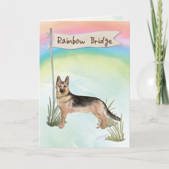 German Shepherd Pet Sympathy Over Rainbow Bridge Card (Front)