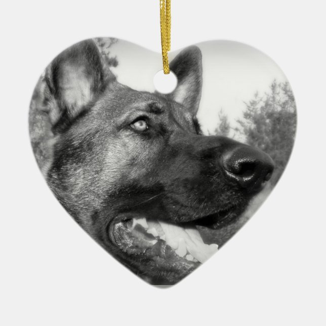 German Shepherd Photo Ceramic Ornament (Front)