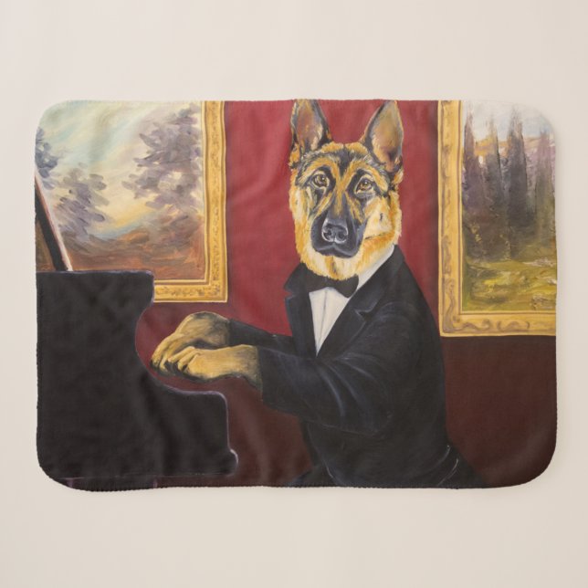 German Shepherd | Piano Waltz Sherpa Blanket (Front (Horizontal))