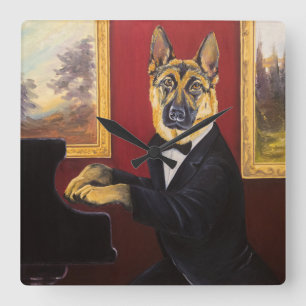 German Shepherd   Piano Waltz Square Wall Clock