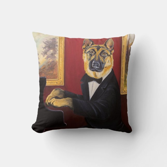 German Shepherd | Piano Waltz Throw Pillow (Front)