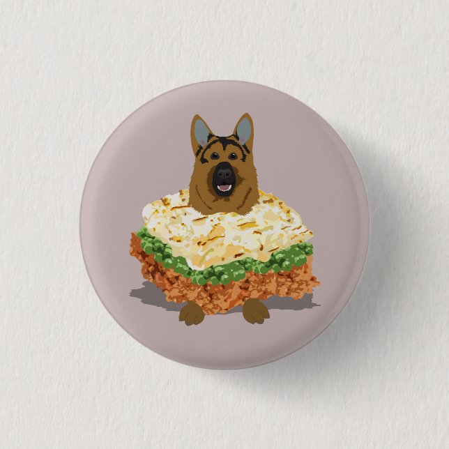 German Shepherd Pie Badge 1 Inch Round Button (Front)