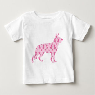 German Shepherd Pink Cancer Ribbons Baby T-Shirt