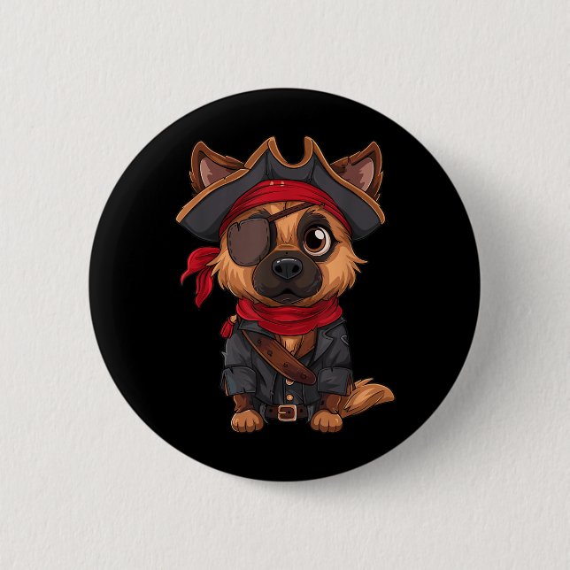German Shepherd Pirate Dog Halloween Party 2 Inch Round Button (Front)