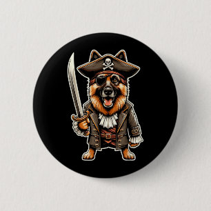 German Shepherd Pirate Dog Halloween Party 2 Inch Round Button