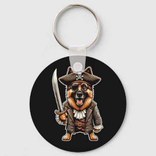 German Shepherd Pirate Dog Halloween Party Keychain