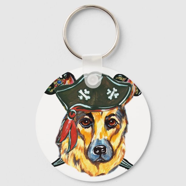 German Shepherd Pirate Keychain (Front)