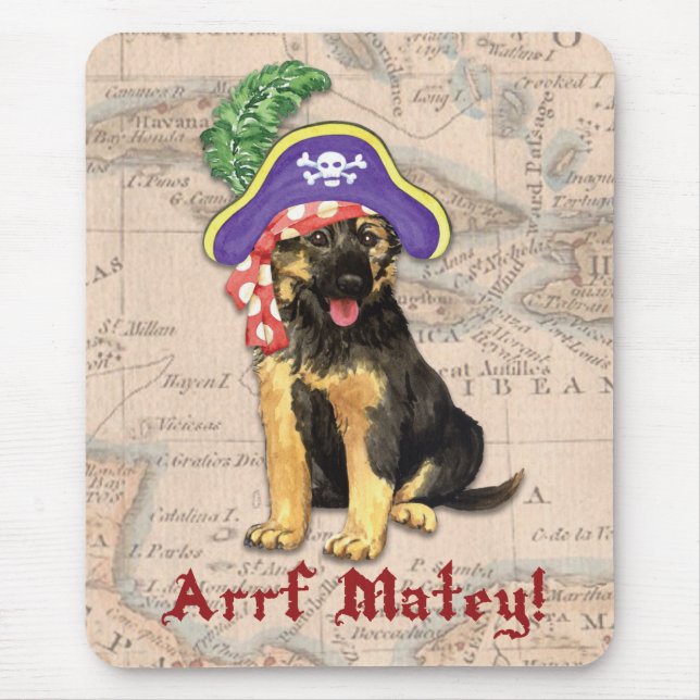 German Shepherd Pirate Mouse Pad (Front)