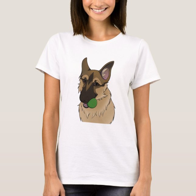 German Shepherd Play Time with Ball  T-Shirt (Front)